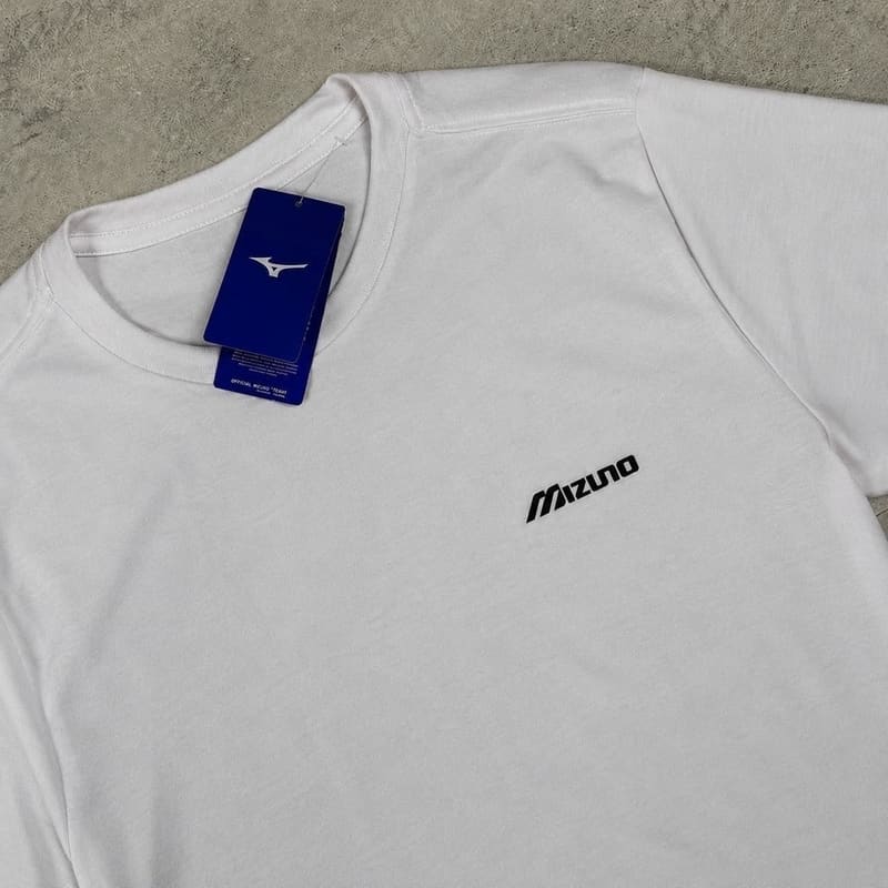 Camiseta Mizuno Basic Logo Masculina Branco Preto