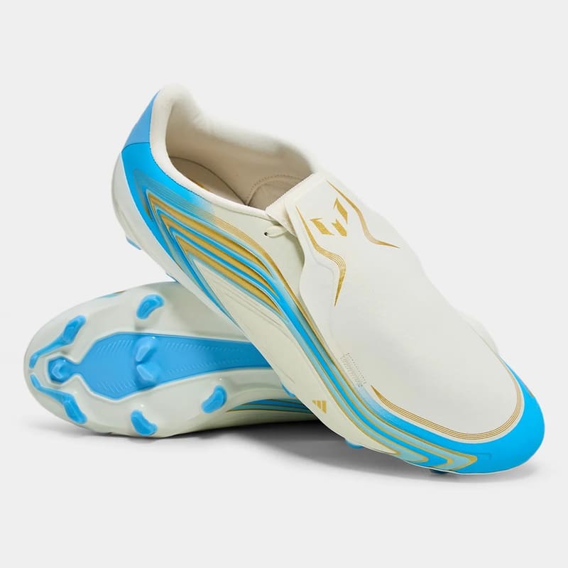 Chuteira Campo Adidas F50 Messi League Bege Azul FBA 867L 395 41