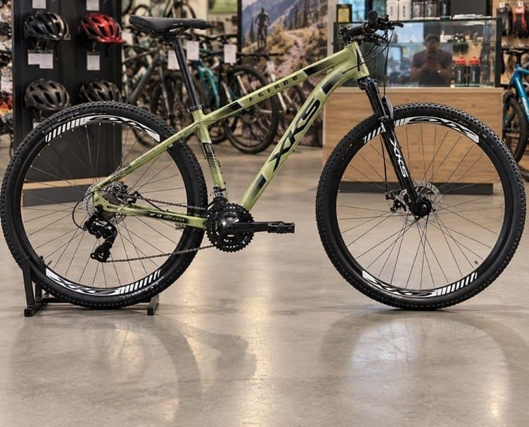 Bicicleta Aro 29 Aluminio Kairos Freio A Disco 24 Marchas Verde Militar Preto