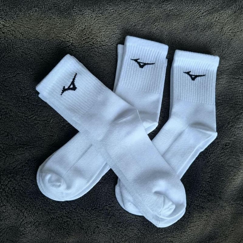 Kit Meias Cano Medio Mizuno Basic 3 Pares Branco Preto