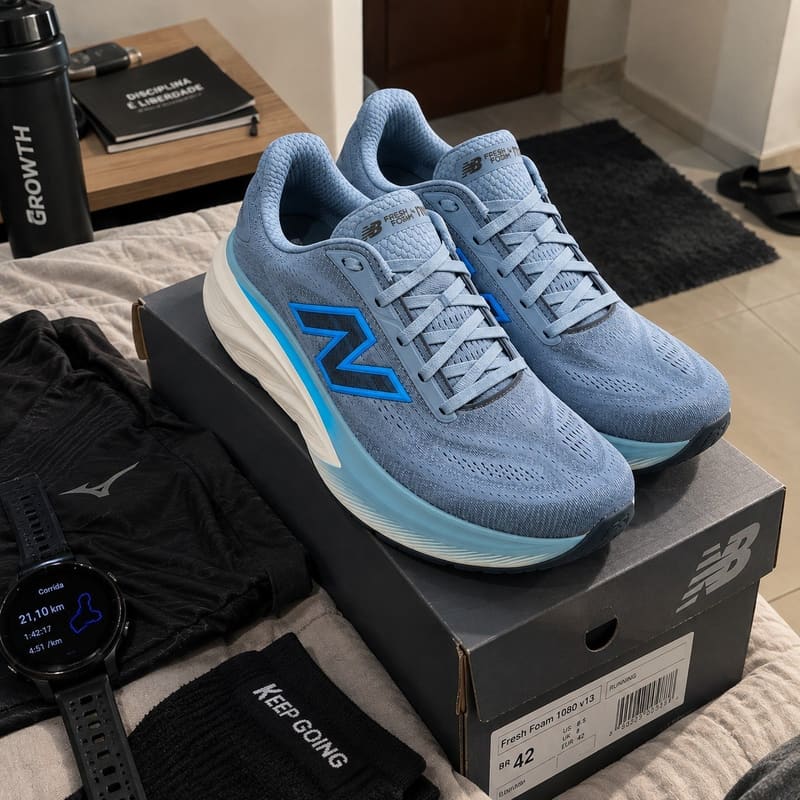 Tenis New Balance Fresh Foam X More V6 Masculino Azul Cinza